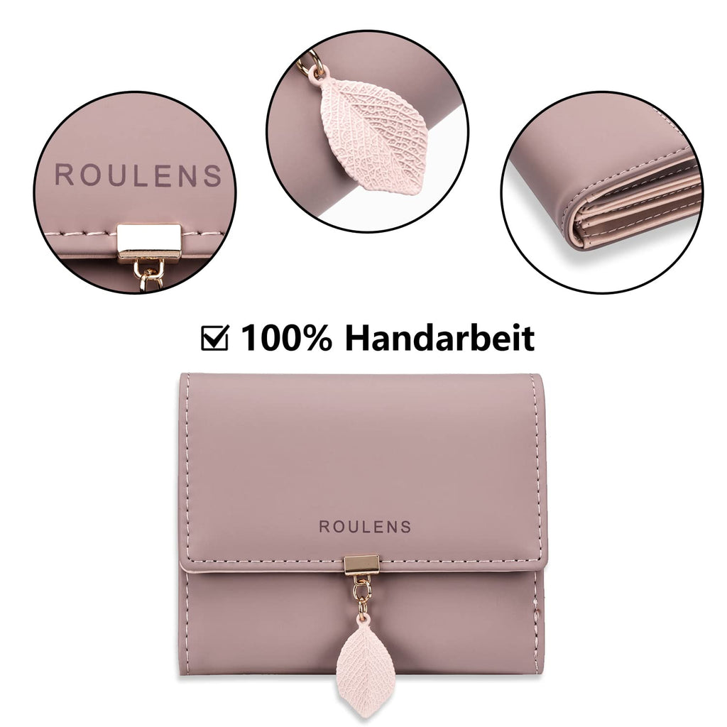 Roulens Damen Geldbeutel mit RFID Blockierung, Klein und im Kurzformat Portemonnaie Damen Veganes Leder Kleine Brieftasche Geldbörse Für Frauen Die Farbe ist sehr schön mit Mehreren Fächern