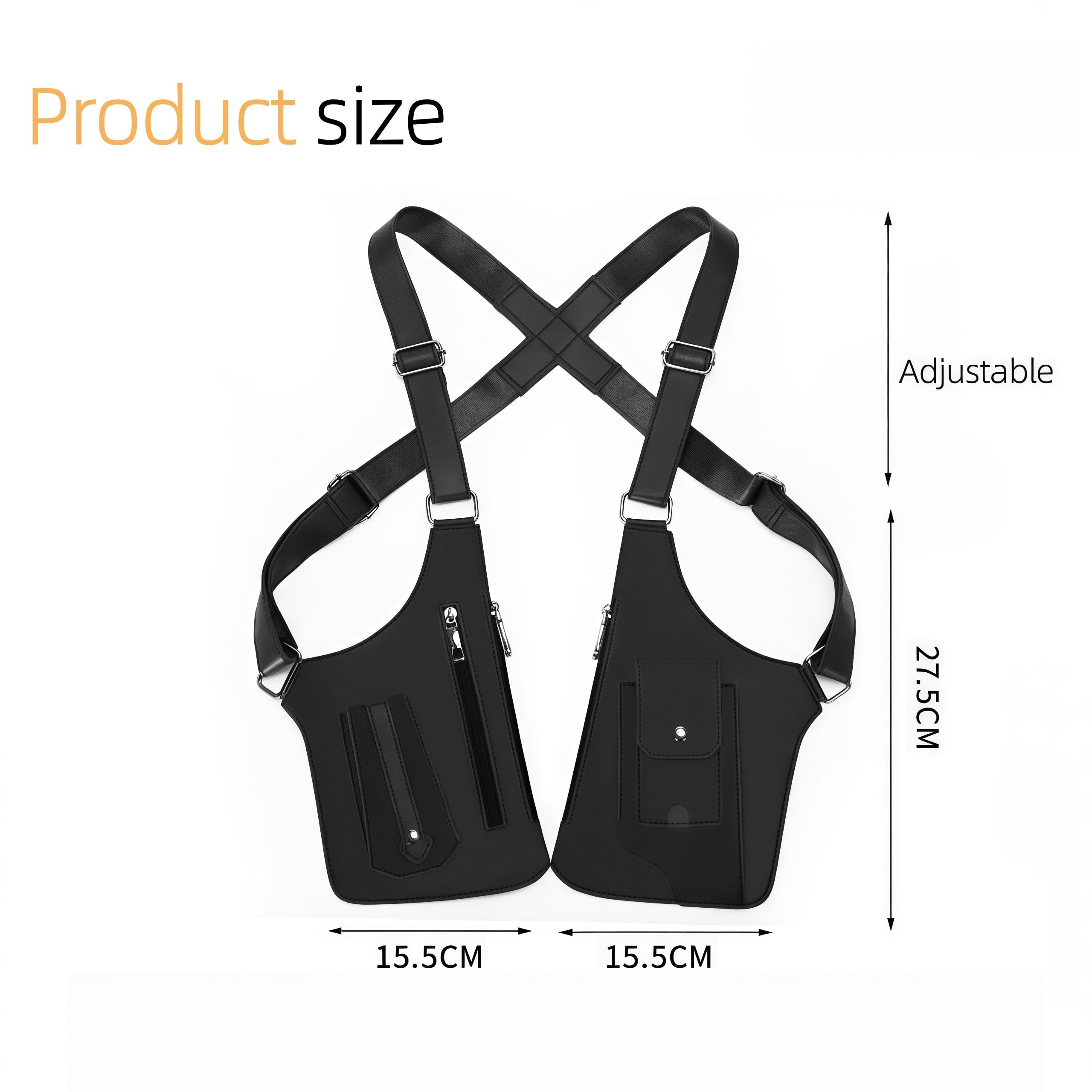 Premium Leather Adjustable Underarm Shoulder Bag for Men & Women, Hidden Strap Wallet with Double Pockets for Travel, Hiking and Fitness (Brown)