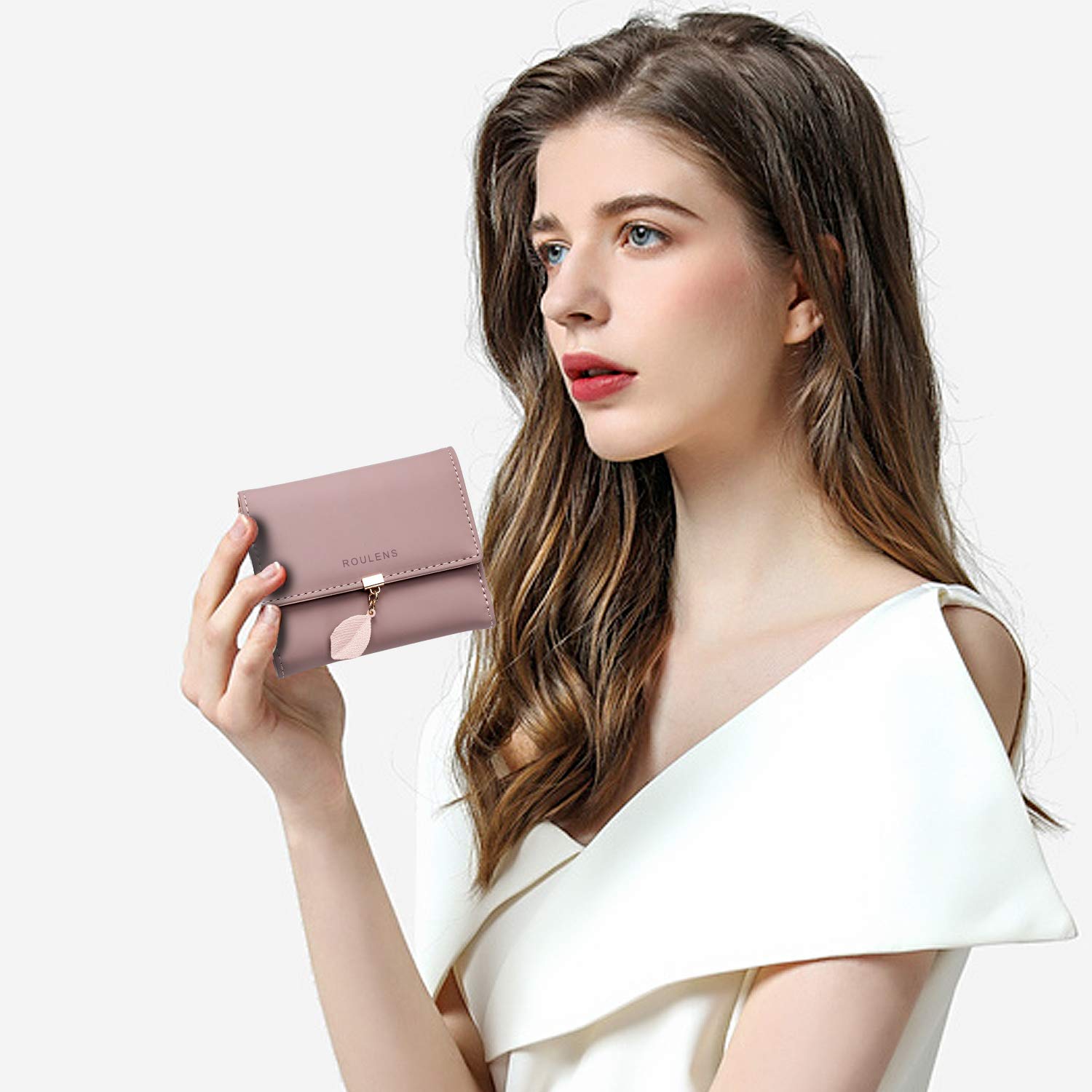 Roulens Damen Geldbeutel mit RFID Blockierung, Klein und im Kurzformat Portemonnaie Damen Veganes Leder Kleine Brieftasche Geldbörse Für Frauen Die Farbe ist sehr schön mit Mehreren Fächern