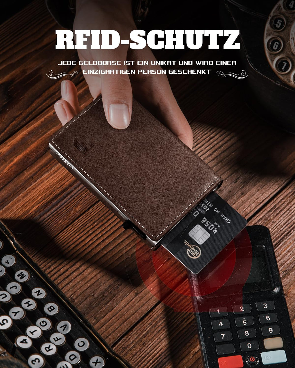 DODENSHA MagSnap Geldbörse Herren I Slim Wallet mit XL-Münzfach für 10+ Münzen I Kreditkartenetui Geldbeutel Herren für 10+ Karten I Magnetischer Verschluss Geldbörse I RFID Schutz I Braun Silbrig