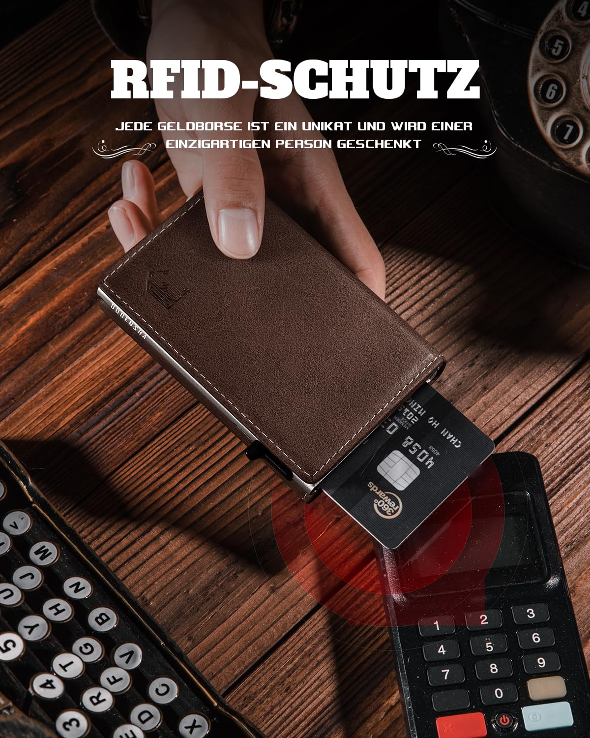 DODENSHA MagSnap Geldbörse Herren I Slim Wallet mit XL-Münzfach für 10+ Münzen I Kreditkartenetui Geldbeutel Herren für 10+ Karten I Magnetischer Verschluss Geldbörse I RFID Schutz I Braun Silbrig