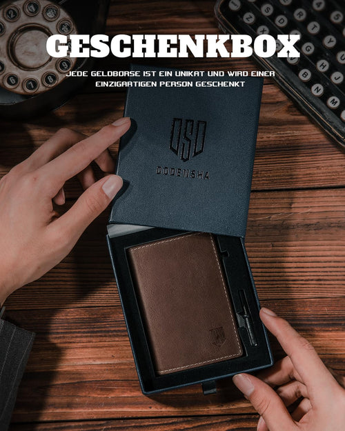 DODENSHA MagSnap Geldbörse Herren I Slim Wallet mit XL-Münzfach für 10+ Münzen I Kreditkartenetui Geldbeutel Herren für 10+ Karten I Magnetischer Verschluss Geldbörse I RFID Schutz I Braun Silbrig