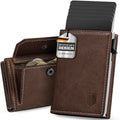 DODENSHA MagSnap Geldbörse Herren I Slim Wallet mit XL-Münzfach für 10+ Münzen I Kreditkartenetui Geldbeutel Herren für 10+ Karten I Magnetischer Verschluss Geldbörse I RFID Schutz I Braun Silbrig